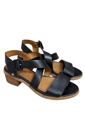 Pikolinos Blane Leather Stacked Heel Die-Cut Straps Women's Sandals Size 8.5